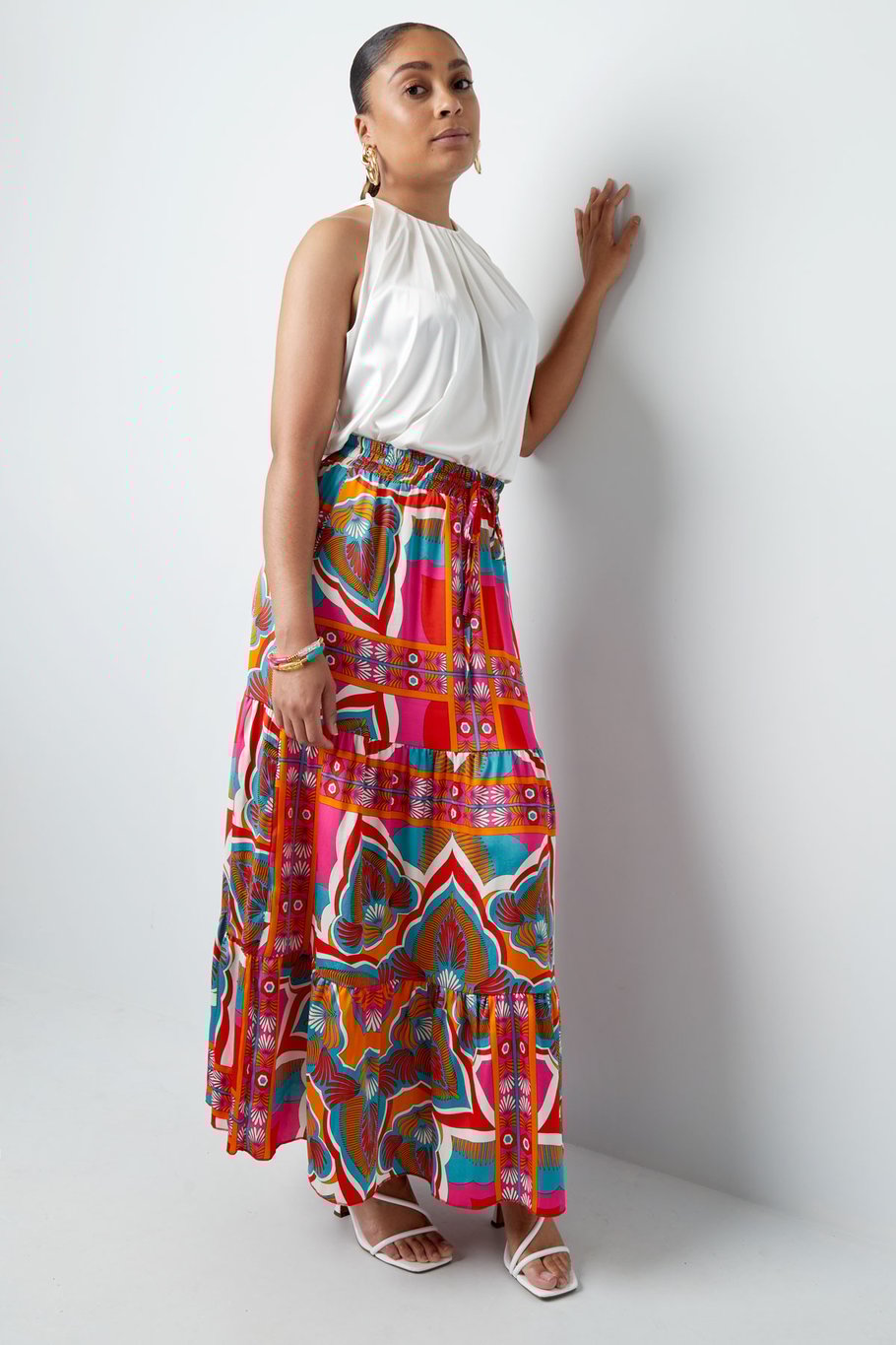 Maxi falda estampado feliz - verde/morado h5Imagen7
